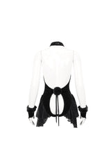 Black Sexy Crotchless Stretch Velvet Paneled Lace Pompoms Women's Punk Bodysuit - Product - 8