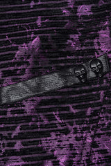 Violet V Collar Sleeveless Print Skull Buckle Men's Gothic Vest - Product - 7