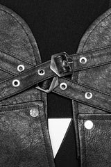 Black Ruffle Metal Buckle Strap Detachable PU Leather Strap Women's Punk Strap - Product - 8