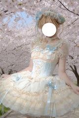 [Flowing Light Gift Box] Square Collar Sleeveless Multi-Layered Ruffled Bow Elegant Ballet Sweet Lolita Jsk Dress 6 Colors - Product - 9