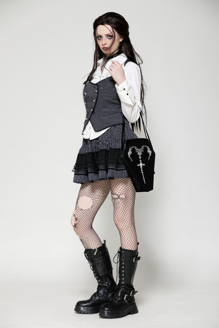 Black Horned Embroidered Women's Gothic Bag - Product - 5
