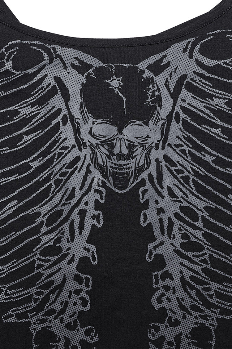 Black Long Sleeves Skeleton Print Women's Gothic T-Shirt - Product - 6