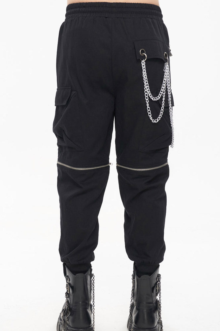 Black Punk Multi Pocket Skull Claw Metal Chain Decorative Zipper Wear More Men's Long Pants - Product - 2