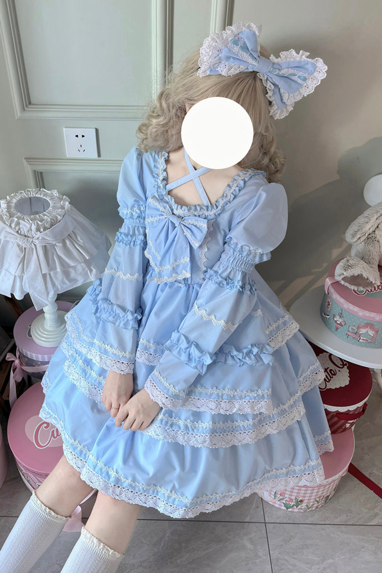 Blaue, dreilagige, abnehmbare Ärmel, Schleife, Schnürsenkel, süß (Set), Detailansicht 6