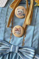 Cat and Sunflower Print Bowknot Sweet Lolita Jsk Dress 2 Colors - Product - 18