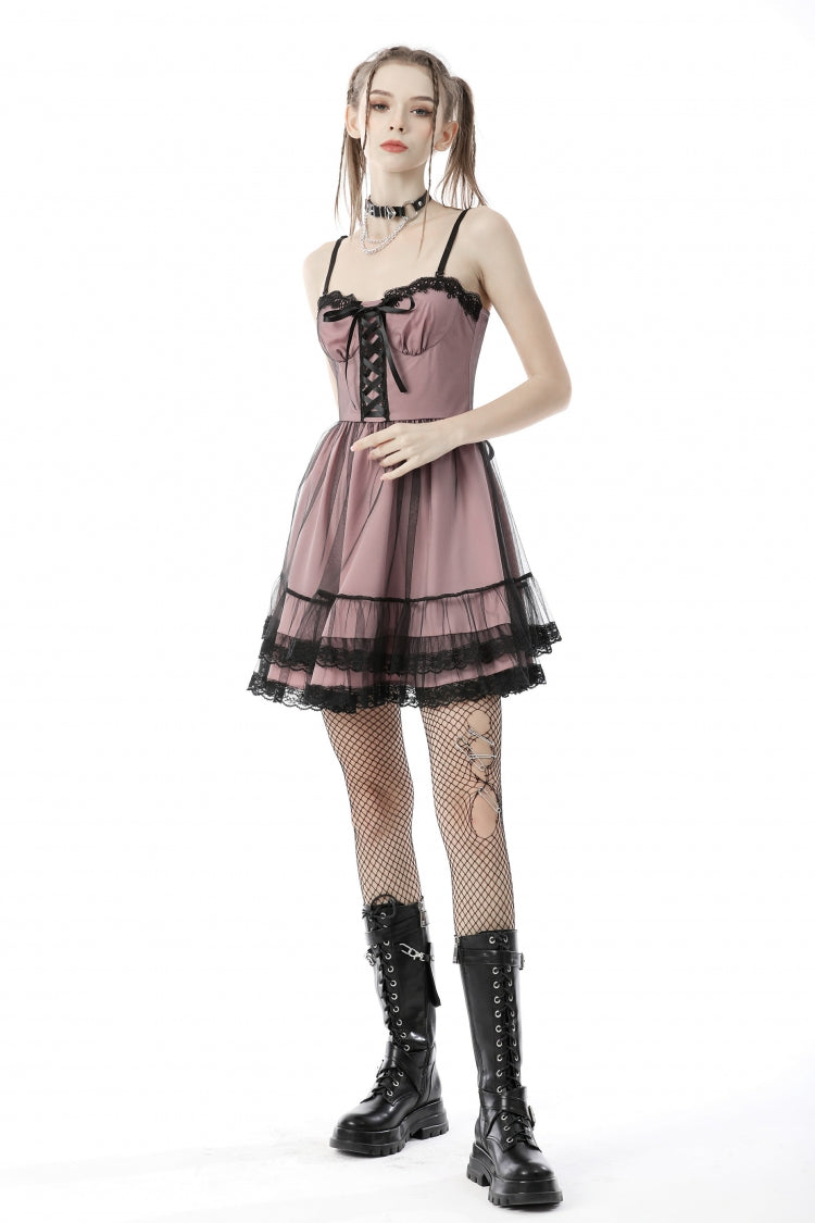 Pink Sleeveless Multi-Layered Lace Women's Lolita Slip Dress Graduation Dress - Product - 8