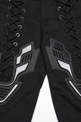 Black Lace-Up Strappy Big-pocket Women's Punk Leggings - Product - 5