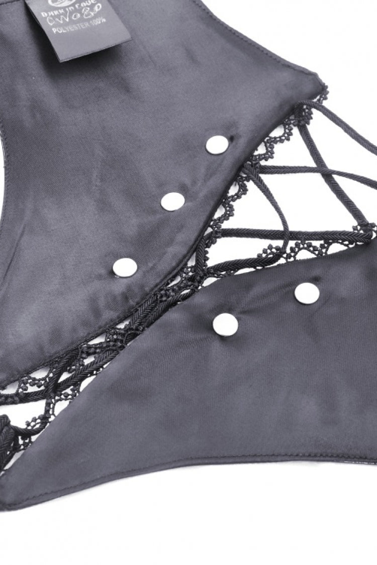 Black Lace-Up Buckled Zippered Women's Punk Shiny PU Corset - Product - 14