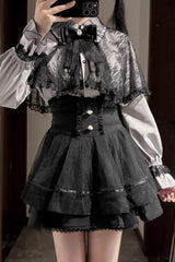 [Law of Disorder] Lapel Collar Long Sleeves Bow Lace Sweet Jirai Kei Skirt and Top 3 Colors - Product - 13