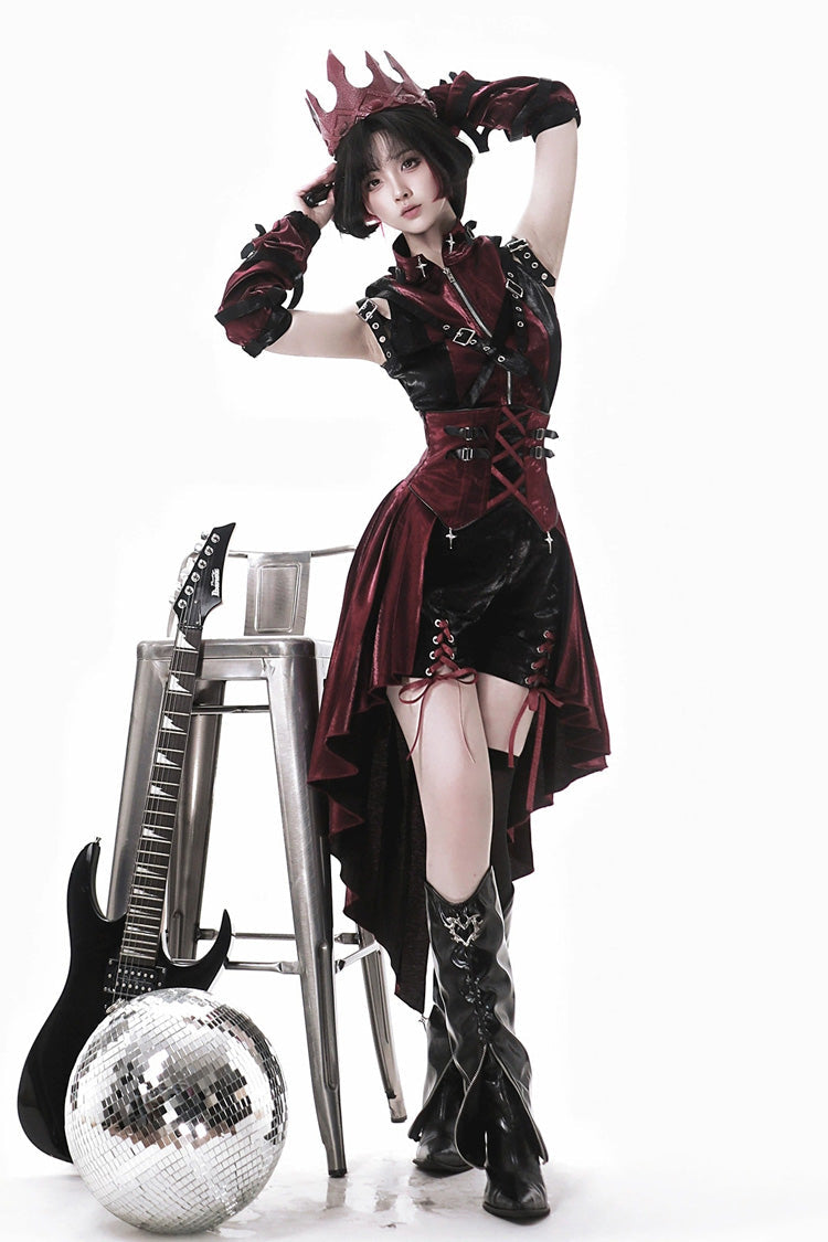Black/Red [Chief Assassin] Lace-Up Gothic Ouji Lolita Set - Product - 8