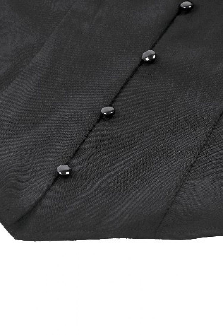 Black Multi-Layered Deep V Collar Pleated Short Puff Sleeves Lace-Up Gothic Blouse - Product - 14