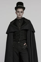 Black Stand Collar Long Sleeves Embroidery Men's Gothic Frog Witchy Coat - Product - 3