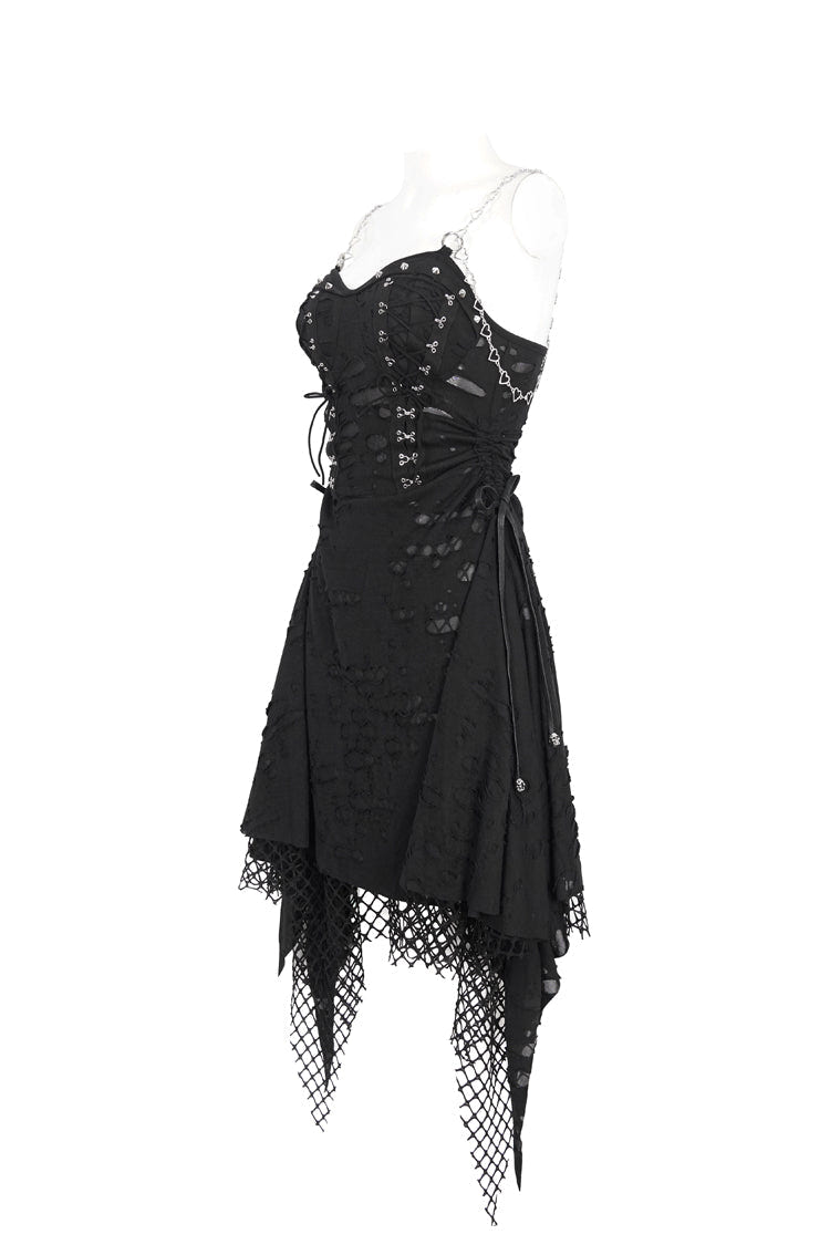 Black Lace Ripped Women's Gothic Jsk Dress - Product - 7