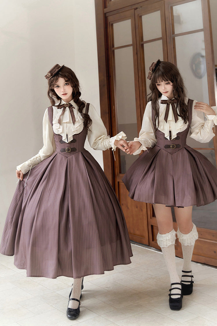 Brown Manchester City's Past Striped Print Breast Support Long Version Sweet (Dress Only) detail view 2