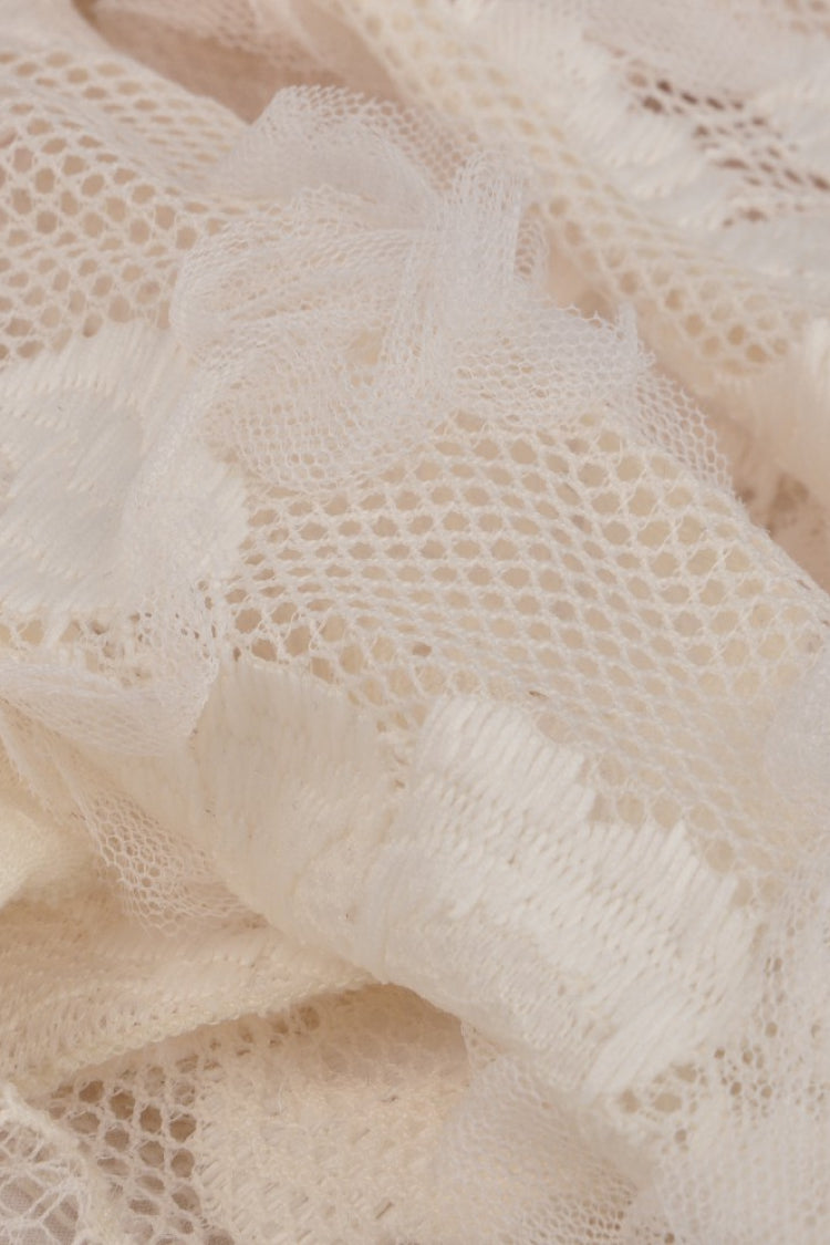 Beige Irregular Multi-Layered Ruffled Lace Women's Steampunk Vintage Dress - Product - 17