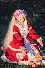 Red Cider House Long Sleeves Print Ruffle Cardigan Bowknot Sweet Lolita Dress - Product - 7