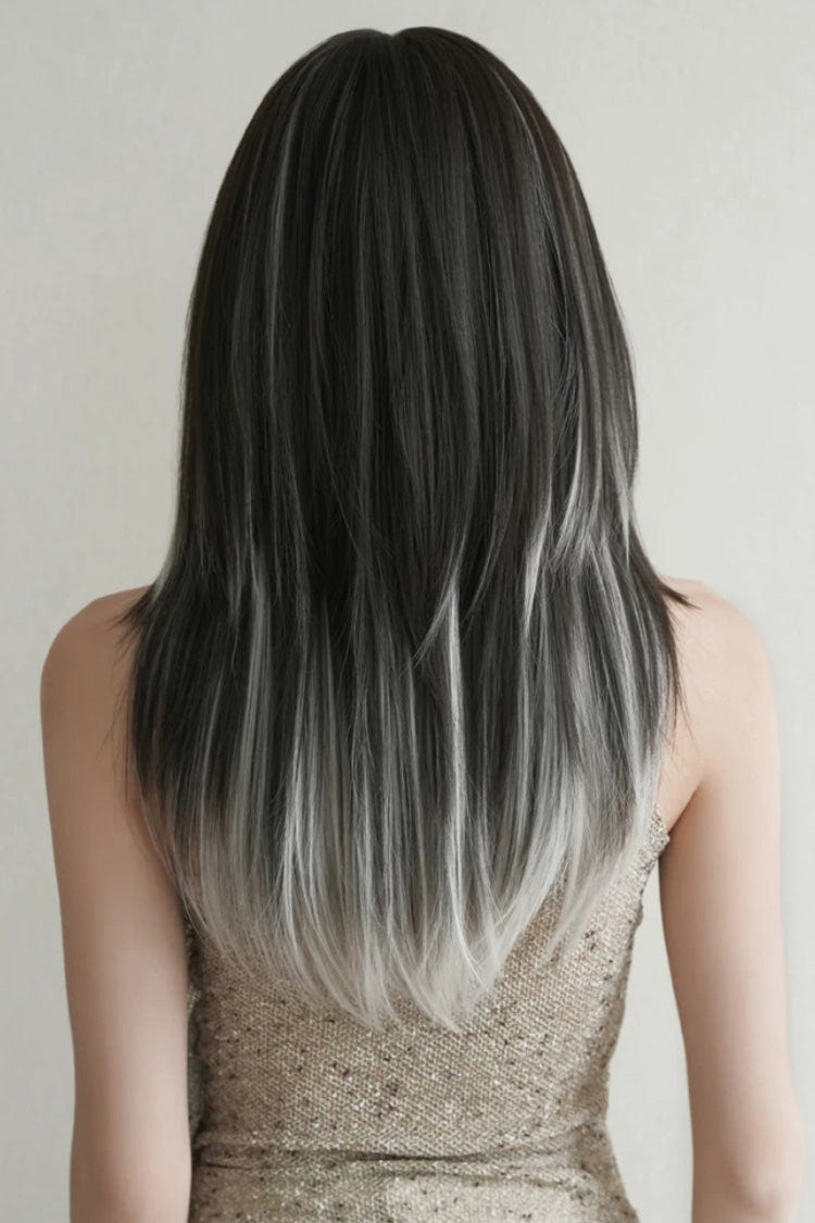 Black/Grey Highlights High‑Layered Daily Sweet Youth‑Enhancing Cosplay Lolita Wig - Product - 3
