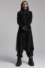 Black Mesh Asymmetric Zipper Men's Punk Pants - Product - 4