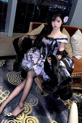 Purple [Love Poems of the Heart] Sleeveless Triple-Layered Ruffled Lace Lace-Up Sweet Lolita Jsk Dress - Product - 10
