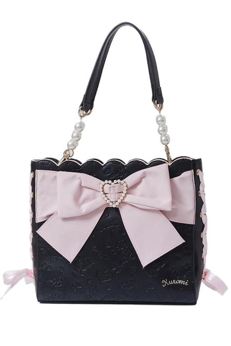 Bowknot Pearl Sweet Lolita Shoulder Bag 4 Colors - Black/Pink - 1