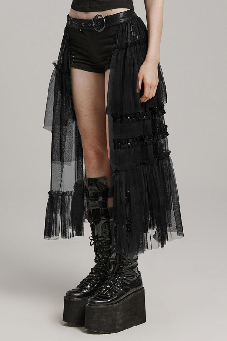 フリル メッシュ バックル レディース スチームパンク ロング Overskirt 3色 商品画像