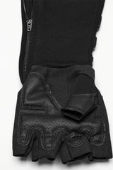 Black Men's Punk Cool Rubber Patched Half-finger Gloves - Product - 5