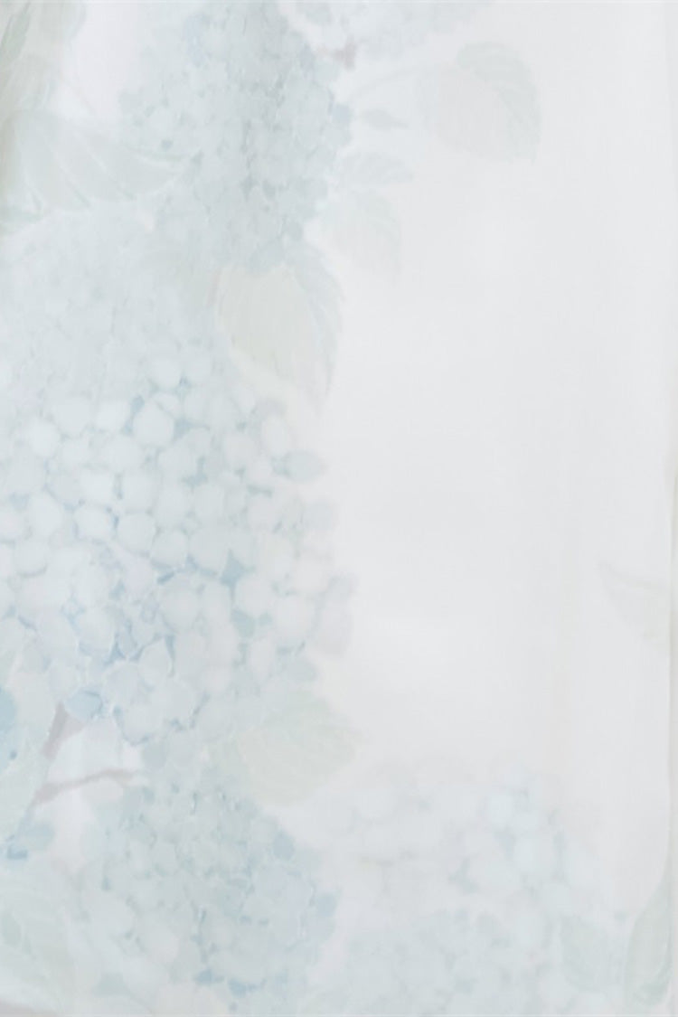 White [Hydrangea Message] Short Sleeves Print Ruffle Lace Sweet Chinese Style Elegant Lolita Short Dress - Product - 16