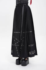 Black Eyelets Rivets Pentacle Horse-face Women's Punk Skirt - Product - 7