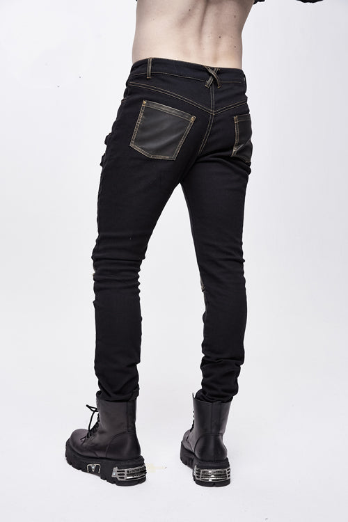 Punk Rock Bronze Fitted Leather Cross Mens Pants - Product - 3