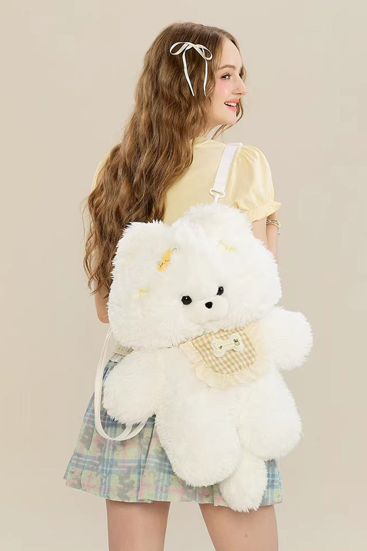White Cute Samoyed Plush Toy Sweet Lolita Dog Backpack - Product - 8