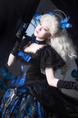 Blue [Dark Moon Corridor] Print Embroidery Gothic Lolita Dress Skirt - Product - 11