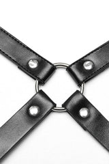 Black PU Leather Cross Metal Ring Buckle Women's Steampunk Body Harness - Product - 5