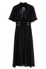Sweet Short Sleeves Multi-Layered Lace Slim Jirai Kei Lolita Dress 4 Colors - Black - 6