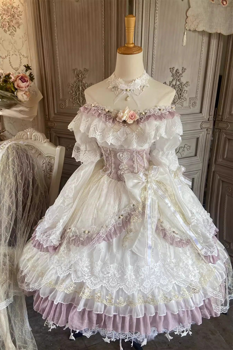 [Elizabeth Tea Party] Multi-Color Short Sleeves Ruffle Hanayome Bowknot Stitching Lace Sweet Lolita Dress - Product - 4