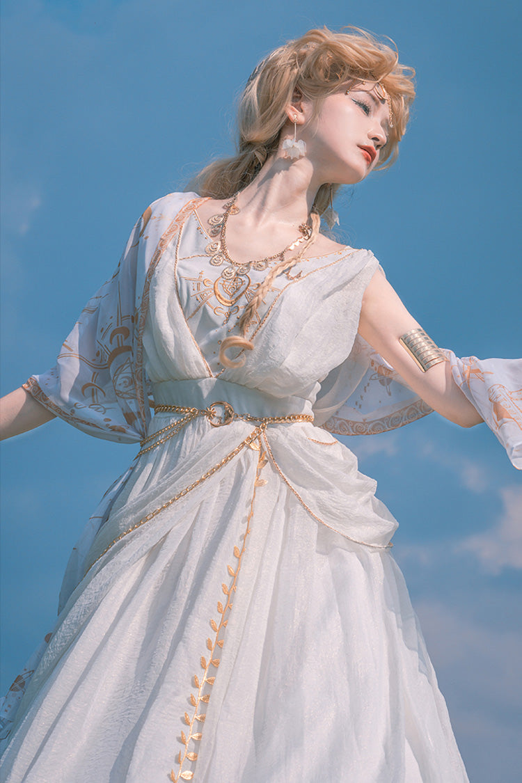 White [Ragnarok] Sleeveless Embroidery Sweet Elegant Lolita Jsk Dress - Product - 6