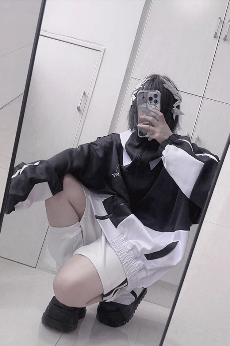 Lovely Long Sleeves Print Jirai Kei Sports Coat 2 Colors - Product - 2