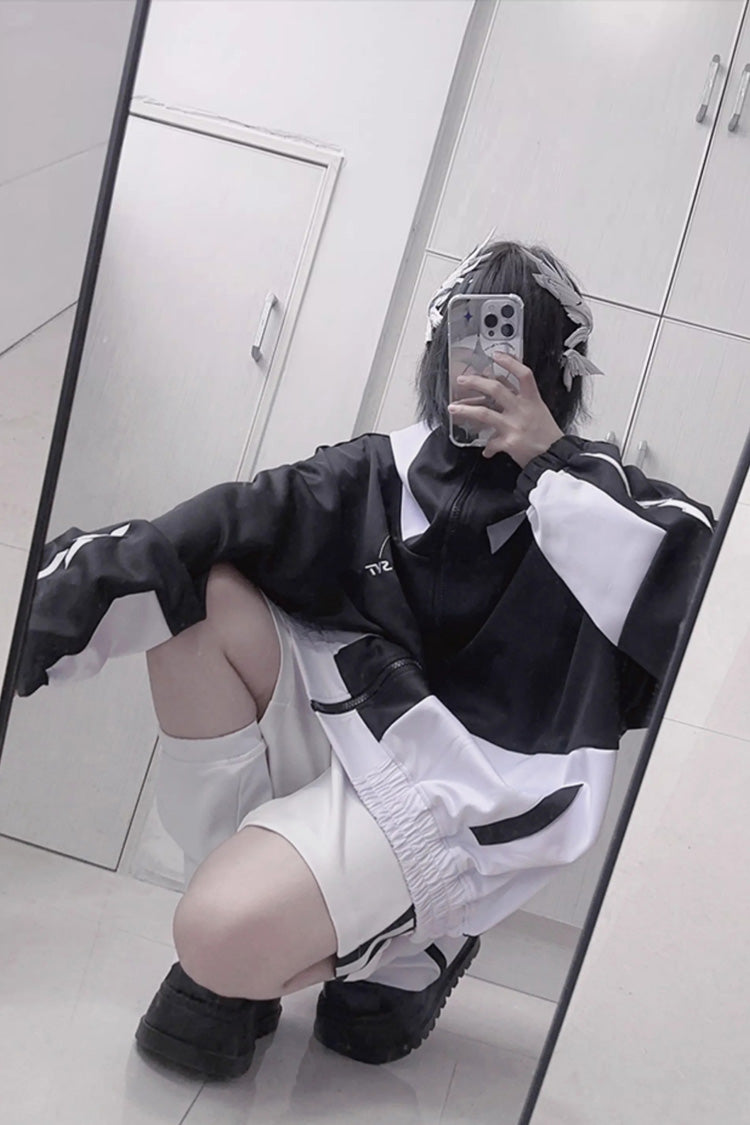 Lovely Long Sleeves Print Jirai Kei Sports Coat 2 Colors - Product - 2