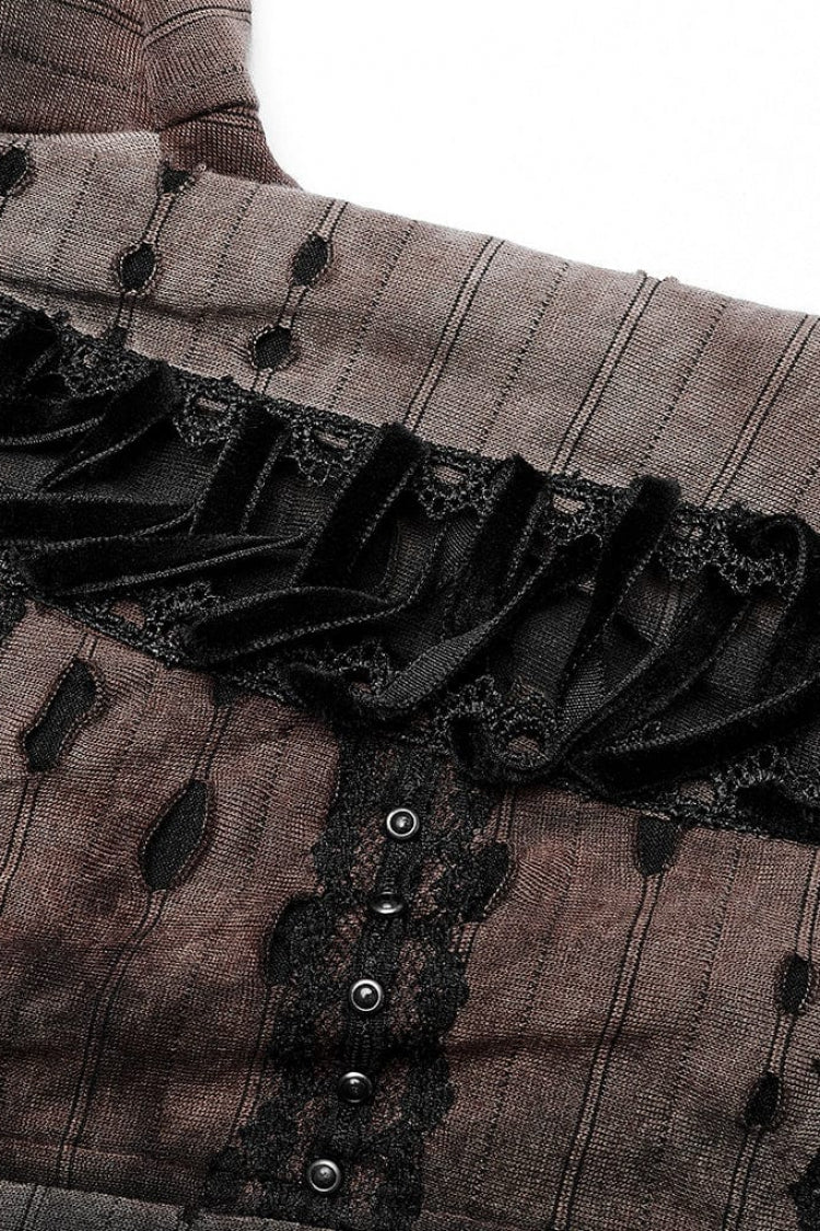 Lace Mesh Irregular Hem Hooded Womens Gothic Coat 2 Colors - Product - 15