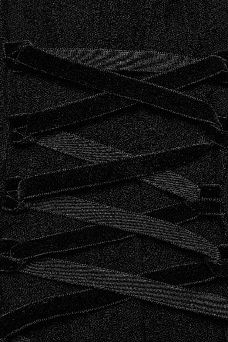 Black Stand Collar Snake Print Stitching Lace-Up Mesh Women's Gothic Dress - Product - 7