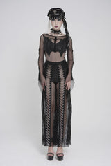 Black Spliced Mesh Studded Women's Punk Pants - Product - 2