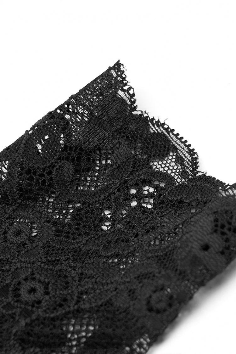Black Jacquard Lace Women's Gothic Gloves - Product - 7