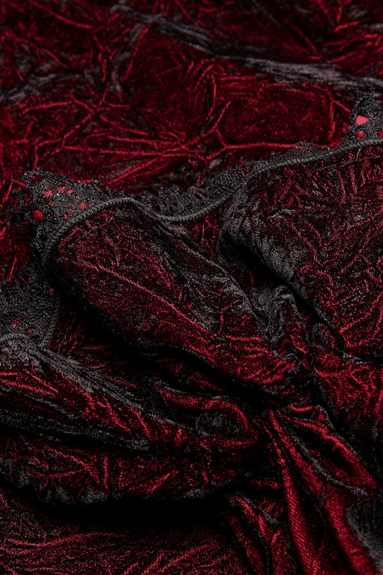 Black/Red Long Sleeves Ruffle Lace-Up Men's Gothic Blouse - Product - 6