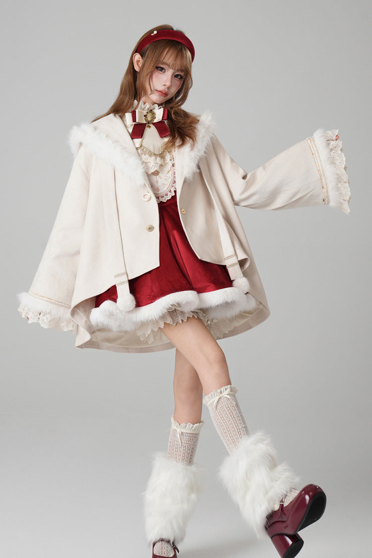 Beige [Clock of Reincarnation Cycles] Cat Ears Magic Hooded Sweet Lolita Coat Cloak - Product - 2