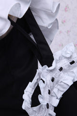 Black Cotton Stand Collar Long Sleeves Ruffled Bowknot Gothic Lolita Dress - Product - 4