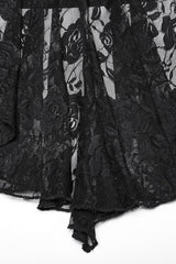 Black V Collar Embroidery Lace Lace-Up Women's Gothic Blouse - Product - 7