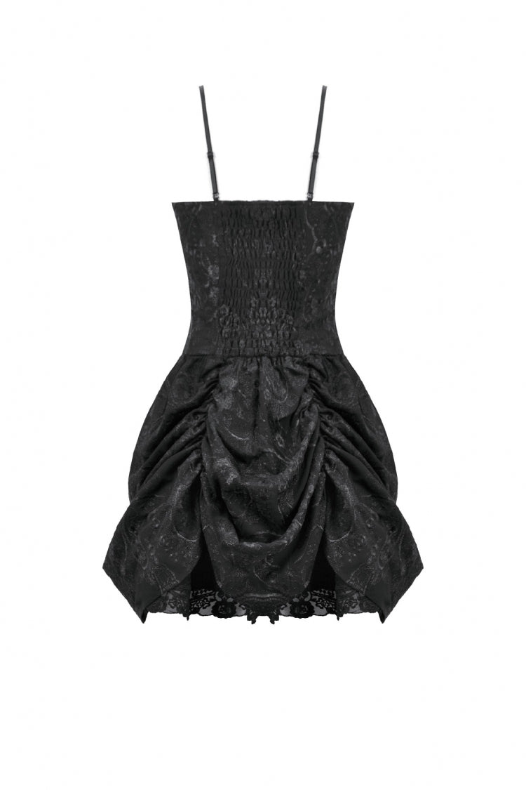 Black Sleeveless Multi-Layered Embroidered Women's Gothic Peplum Court Slip Dress - Product - 14