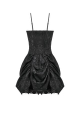 Black Sleeveless Multi-Layered Embroidered Women's Gothic Peplum Court Slip Dress - Product - 14