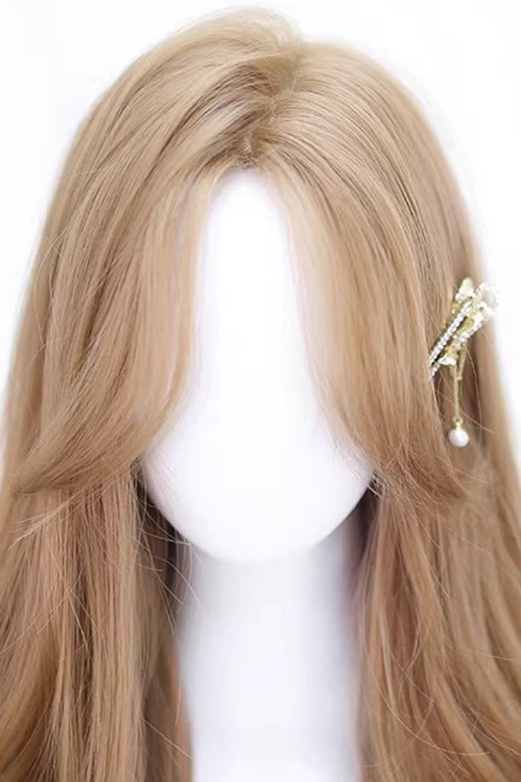Milk Tea Champagne Gold Swoop Bangs Soft Curls Sweet Lolita Wig - Product - 3