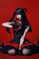 [Magical Girl] Doll Navy Collar Ruffle Bowknot Gothic Jirai Kei Japanese Dress 2 Colors - Product - 8