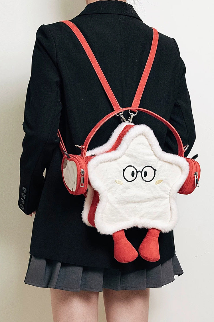 Red/White Headphone Star Cartoon Embroidered Sweet Lolita Backpack Ita Bag - Product - 6